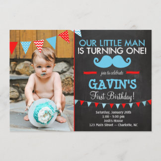 Convite do aniversário do bigode primeiro