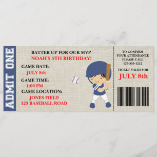 Convite do aniversário do bilhete do basebol