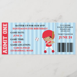 Convite do aniversário do bilhete do basebol