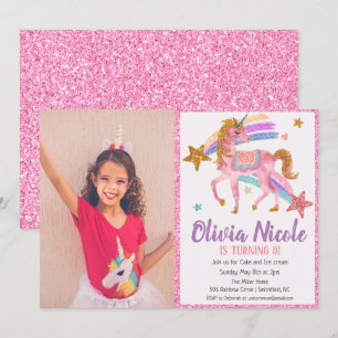 Convite do aniversário do brilho do unicórnio da