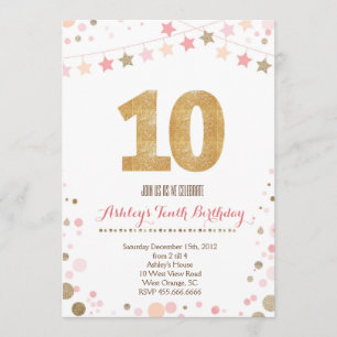Convite do aniversário do brilho Dourado décimo