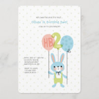 Convite do aniversário do coelho da criança de 2