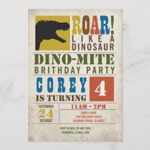 Convite do aniversário do dinossauro