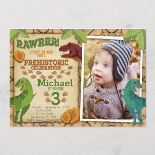 Convite do aniversário do dinossauro, convite de