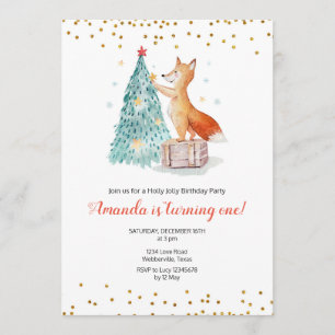 Convite do aniversário do inverno do Fox do Natal