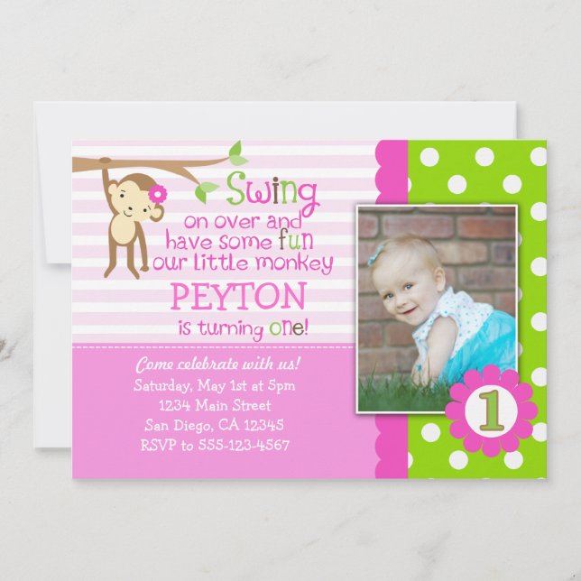 Convite do aniversário do macaco da modificação (Frente)