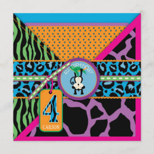 Convite do aniversário do macaco da selva quarto