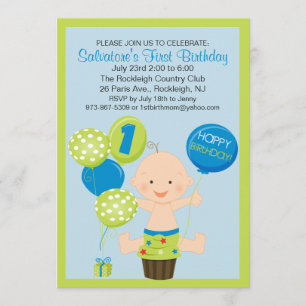 Convite do aniversário do menino brilhante do bolo