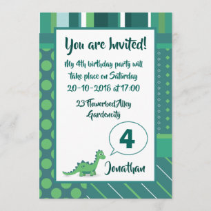 Convite do aniversário do menino do dinossauro em