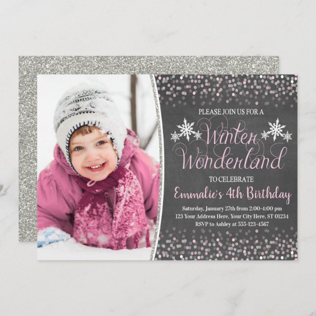 Convite do aniversário do país das maravilhas do (Frente/Verso)