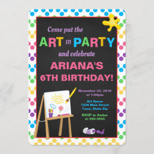 Convite do aniversário do partido da arte, partid