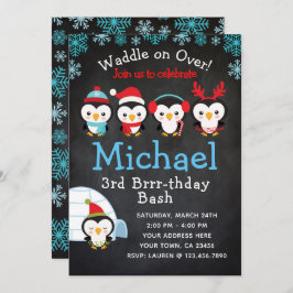 Convite do aniversário do pinguim