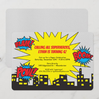 Convite do aniversário do super-herói