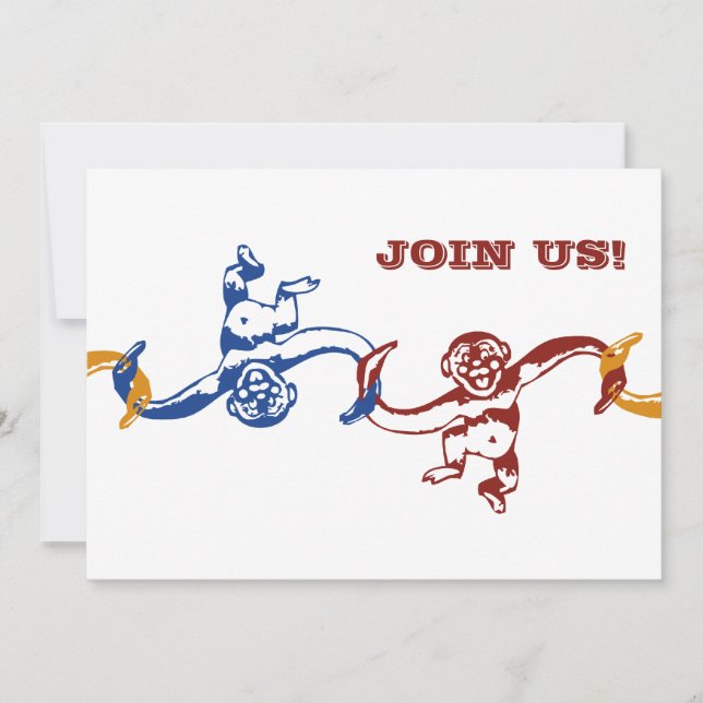 Convite do aniversário do tambor do macaco (Frente)