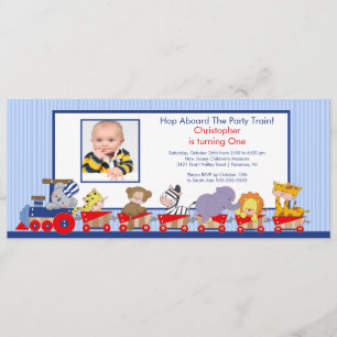 Convite do aniversário do trem dos animais do