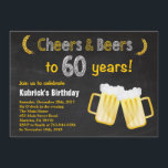 Convite do aniversário dos elogios e das cervejas<br><div class="desc">Convite do aniversário dos elogios e das cervejas 60th. Aniversário adulto. Aniversário da cerveja para homens. Fundo preto e branco do quadro. Para uma personalização mais adicional,  clique por favor "personalizam-no" botão e usam-nos nossa ferramenta de design para alterar este modelo.</div>
