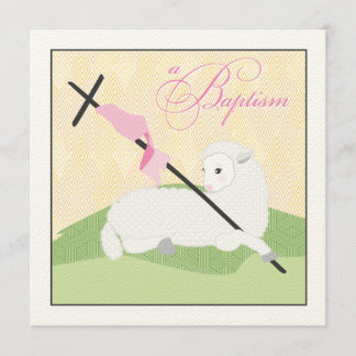 Convite do baptismo da menina - cordeiro de Litte