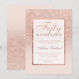 Convite Do brilho cor-de-rosa do ouro do falso chique