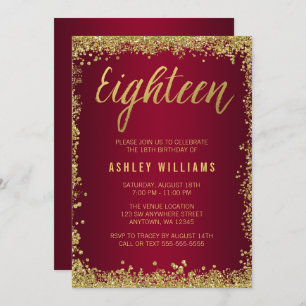 Convite Do brilho Dourado do falso de Borgonha aniversário