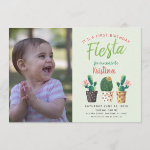 Convite do cacto do aniversário da festa primeiro