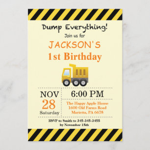 Convite do camião basculante do aniversário da