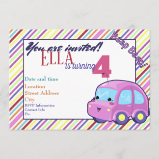Convite do carro de Kawaii
