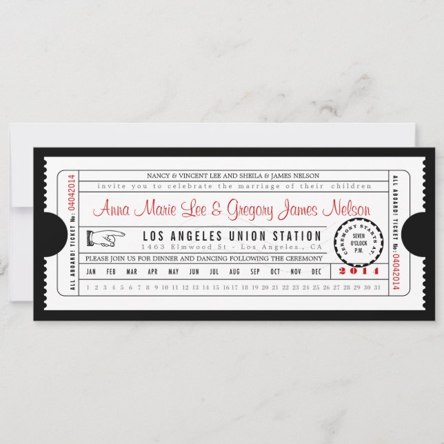 Convite do cartão de perfurador do bilhete do (Frente)