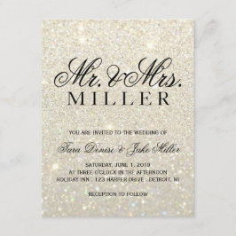 Convite do casamento - brilho do ouro branco