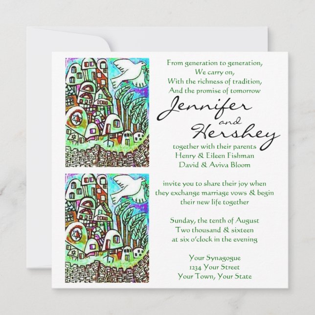 Convite do casamento - cidade de Israel - sábio (Frente)