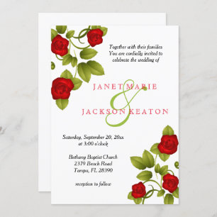 Convite do casamento da flor da rosa vermelha