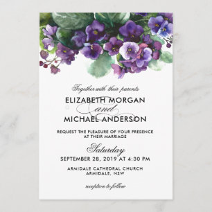 Convite do casamento da flor da viola