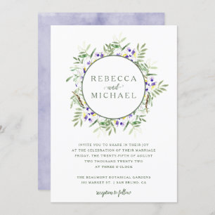 Convite do casamento da grinalda das glicínias da