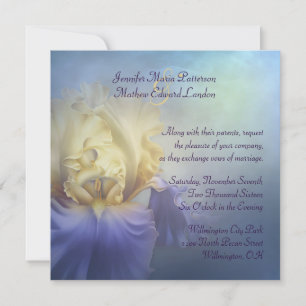 Convite do casamento da íris roxa e amarela