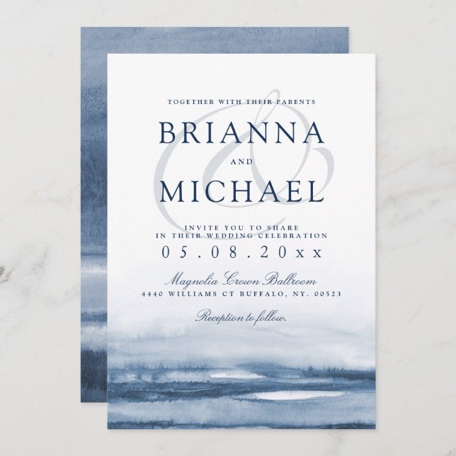 Convite do casamento da manhã do porto do lago (Frente/Verso)
