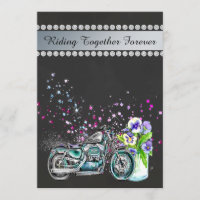 Convite do casamento da motocicleta com frasco de