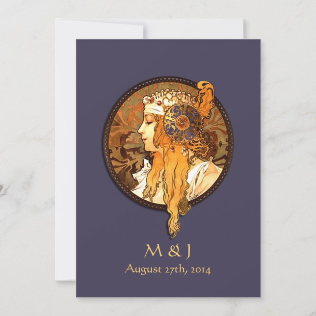 Convite do casamento da noiva de Nouveau da arte (Frente)