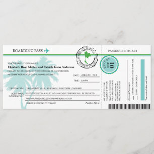 Convite do casamento da passagem de embarque de