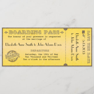Convite do casamento da passagem de embarque do