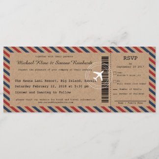 Convite do casamento da passagem de embarque do