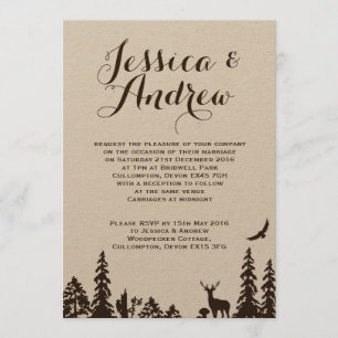 Convite do casamento de Brown Kraft da floresta