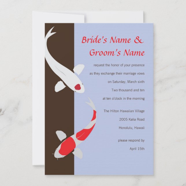 Convite do casamento de Koi do japonês - lavanda (Frente)