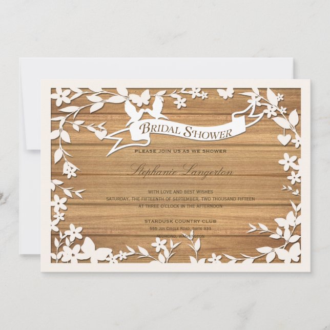 Convite do casamento de Papel Picado - pombas (Frente)