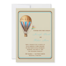 Convite do casamento do balão de ar quente do