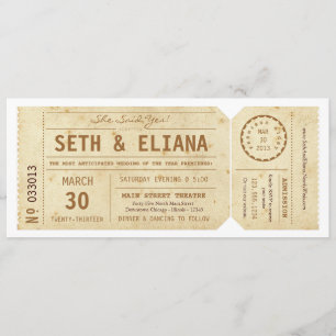 Convite do casamento do bilhete de Playbill do