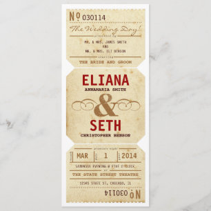 Convite do casamento do bilhete de teatro do