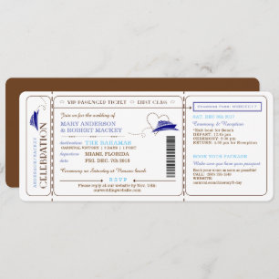 Convite do casamento do bilhete do cruzeiro da