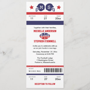 Convite do casamento do bilhete do futebol