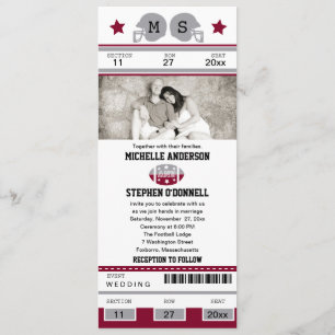 Convite do casamento do bilhete do futebol