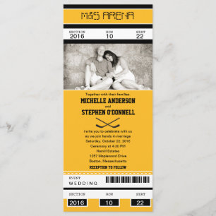 Convite do casamento do bilhete do hóquei