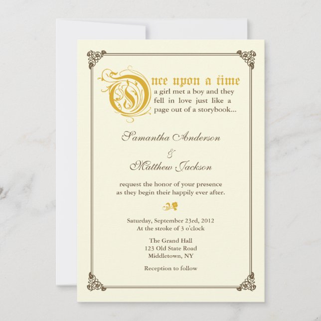 Convite do casamento do conto de fadas do livro de (Frente)